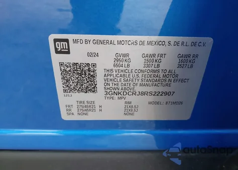 2024 Chevrolet Blazer Ev Eawd Rs z USA, uszkodzony, nr VIN 3GNKDCRJ8RS222907